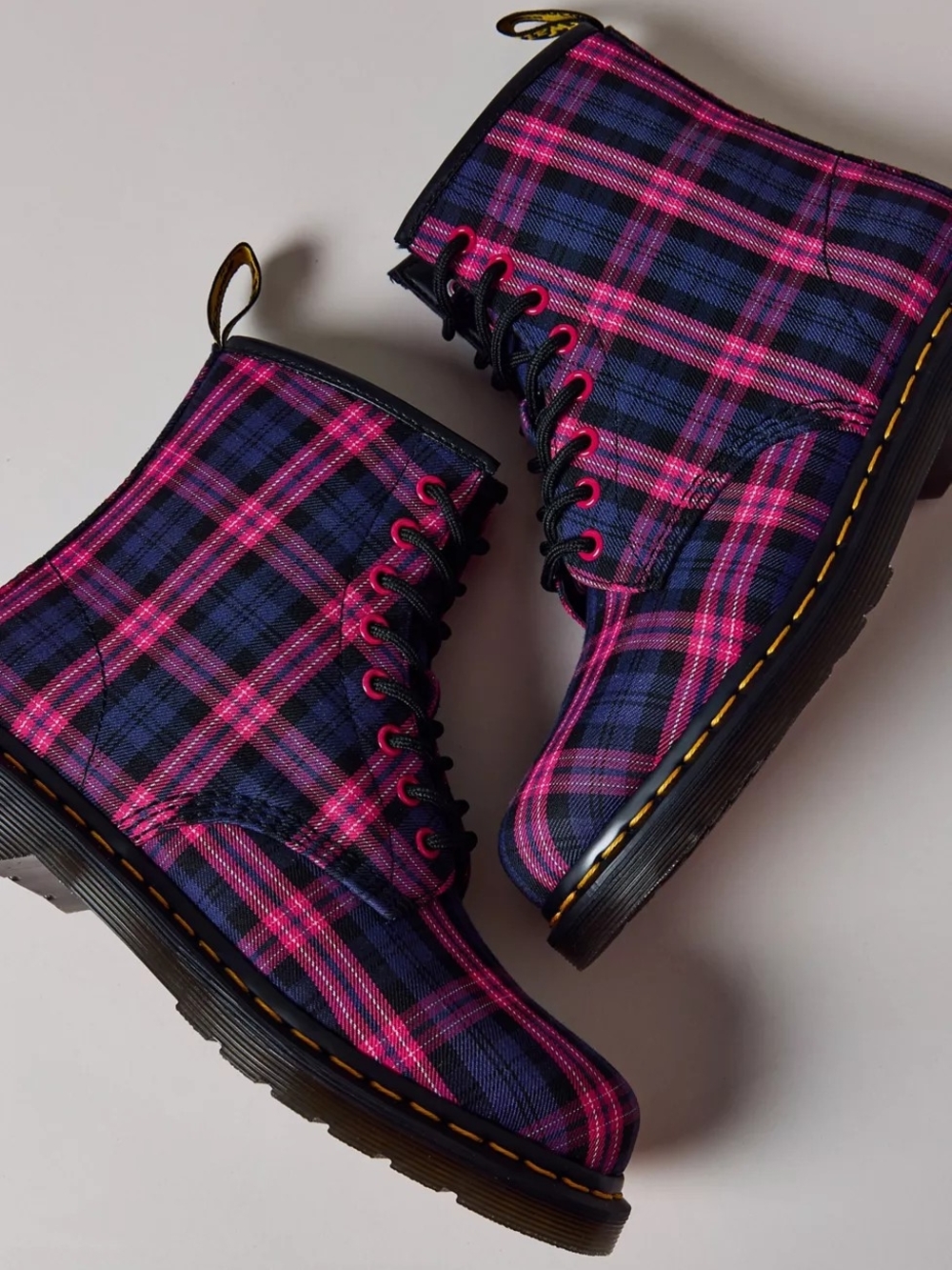 Dr. Martens Women's 1460 Pink Tartan Plaid Boots